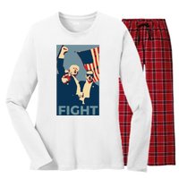 Trump Shot Trump Fight Women's Long Sleeve Flannel Pajama Set 