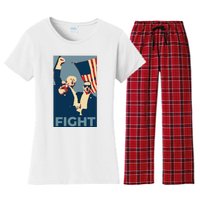 Trump Shot Trump Fight Women's Flannel Pajama Set