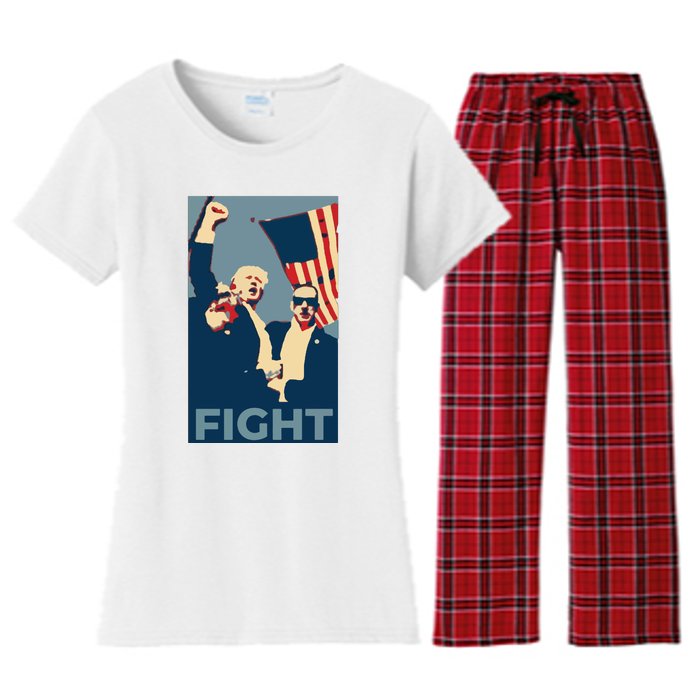 Trump Shot Trump Fight Women's Flannel Pajama Set