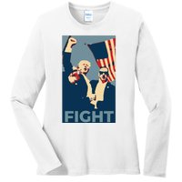 Trump Shot Trump Fight Ladies Long Sleeve Shirt