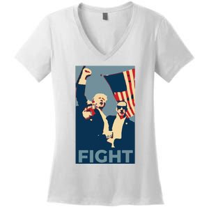 Trump Shot Trump Fight Women's V-Neck T-Shirt