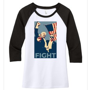 Trump Shot Trump Fight Women's Tri-Blend 3/4-Sleeve Raglan Shirt