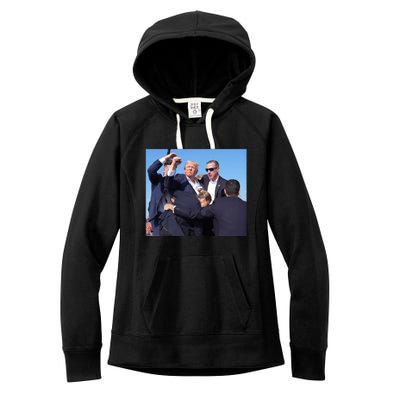 Trump Shooting Trump 2024 Ill Never Stop Fighting For My Country Women's Fleece Hoodie