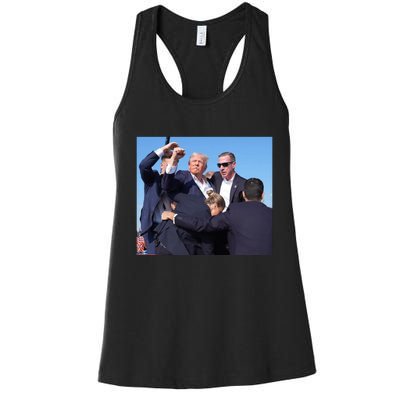 Trump Shooting Trump 2024 Ill Never Stop Fighting For My Country Women's Racerback Tank