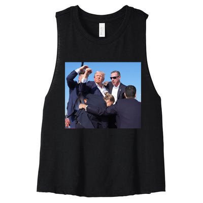 Trump Shooting Trump 2024 Ill Never Stop Fighting For My Country Women's Racerback Cropped Tank