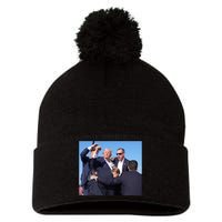 Trump Shooting Trump 2024 Ill Never Stop Fighting For My Country Pom Pom 12in Knit Beanie