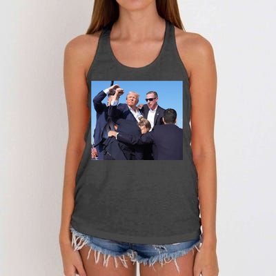 Trump Shooting Trump 2024 Ill Never Stop Fighting For My Country Women's Knotted Racerback Tank