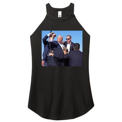 Trump Shooting Trump 2024 Ill Never Stop Fighting For My Country Women's Perfect Tri Rocker Tank