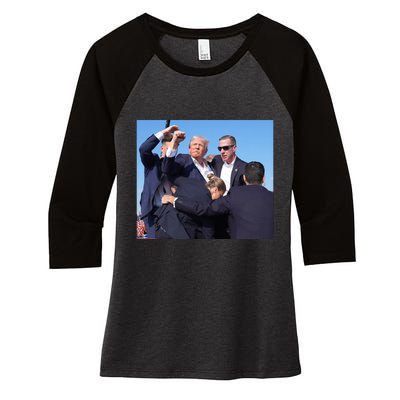 Trump Shooting Trump 2024 Ill Never Stop Fighting For My Country Women's Tri-Blend 3/4-Sleeve Raglan Shirt