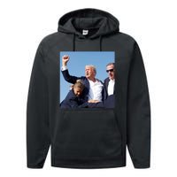 Trump Shooting Trump 2024 Ill Never Stop Fighting For My Country Performance Fleece Hoodie