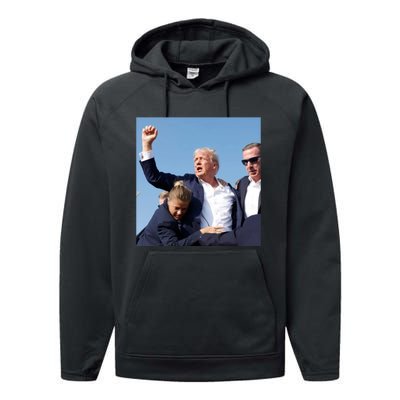 Trump Shooting Trump 2024 Ill Never Stop Fighting For My Country Performance Fleece Hoodie