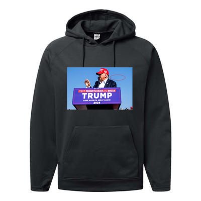 Trump Shooting Trump 2024 Ill Never Stop Fighting For My Country Performance Fleece Hoodie