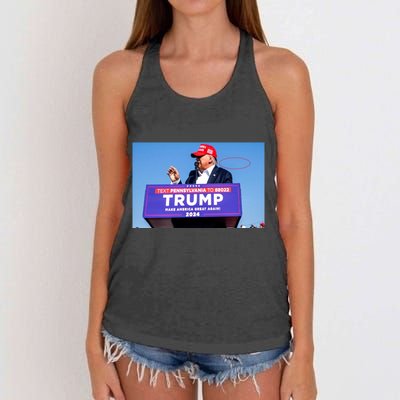 Trump Shooting Trump 2024 Ill Never Stop Fighting For My Country Women's Knotted Racerback Tank