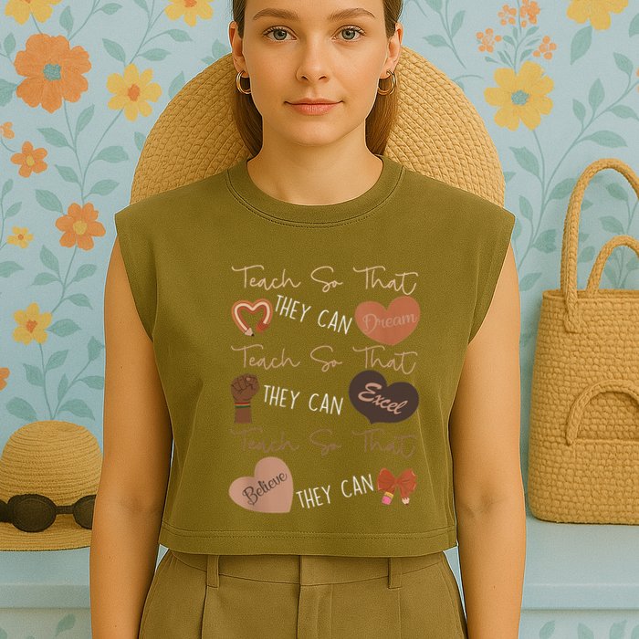 Teach So That They Can Dream Excel Teacher Garment-Dyed Women's Muscle Tee
