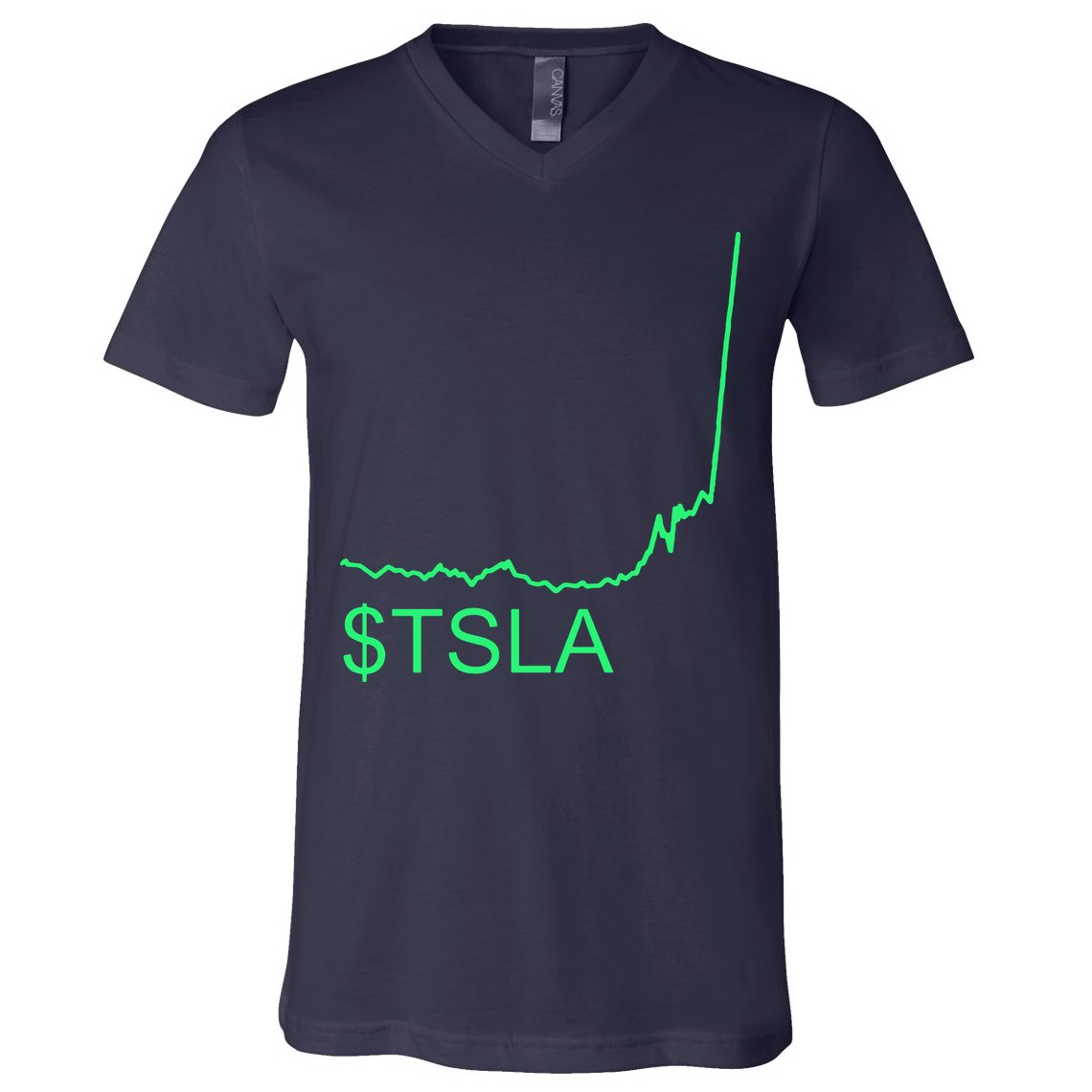 TSLA Stock V-Neck T-Shirt