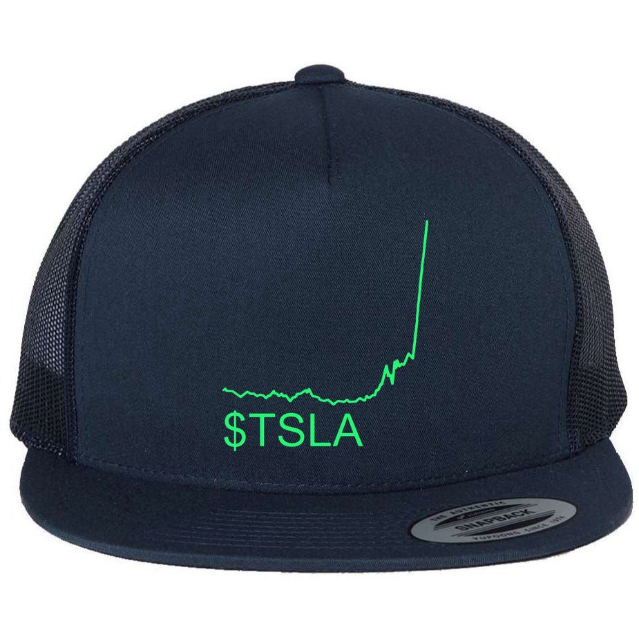 TSLA Stock Flat Bill Trucker Hat