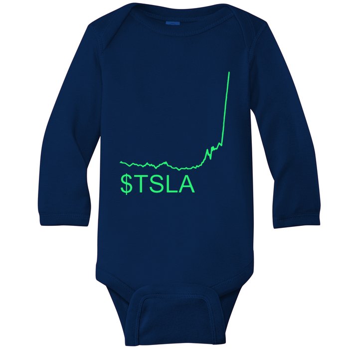 TSLA Stock Baby Long Sleeve Bodysuit