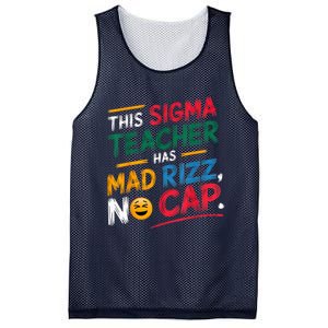 This Sigma Teacher Has Mad Rizz No Cap Funny Sigma Teacher Mesh Reversible Basketball Jersey Tank