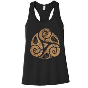 Triple Spiral The Celtic Triskele Triskelion Women's Racerback Tank