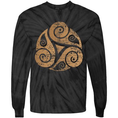 Triple Spiral The Celtic Triskele Triskelion Tie-Dye Long Sleeve Shirt