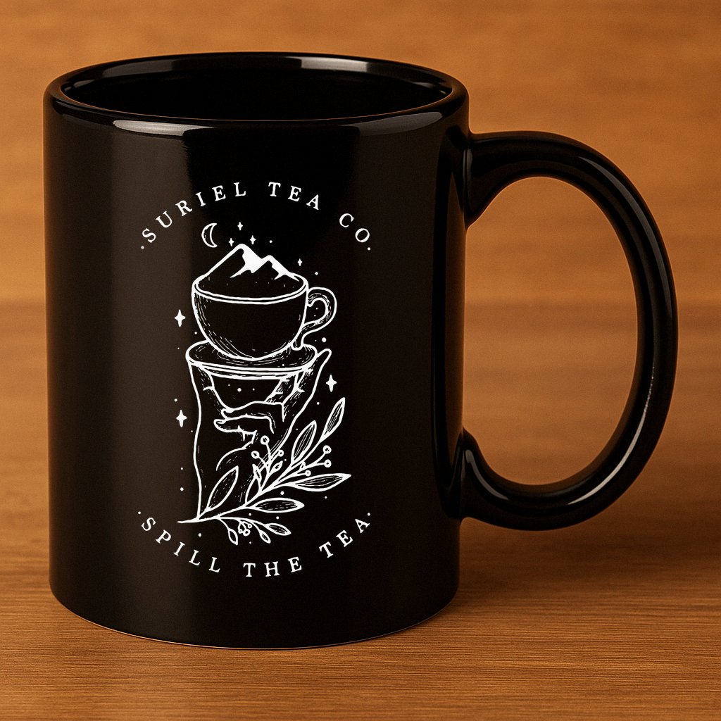 The SurielS Tea Co Spill The Tea 11oz C Handle Ceramic Mug