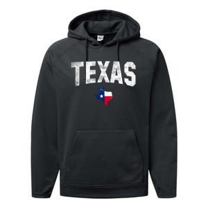 Texas State Usa Distressed Flag Grunge Texas Performance Fleece Hoodie