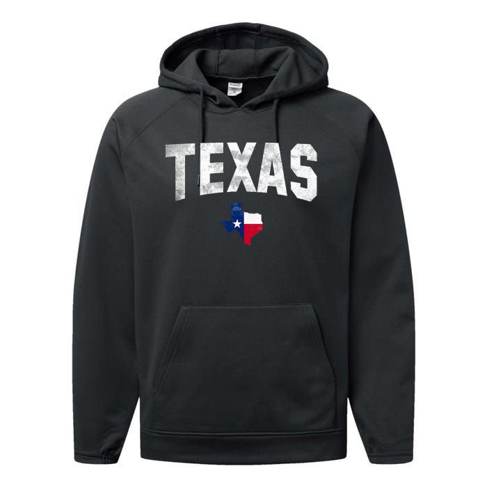 Texas State Usa Distressed Flag Grunge Texas Performance Fleece Hoodie