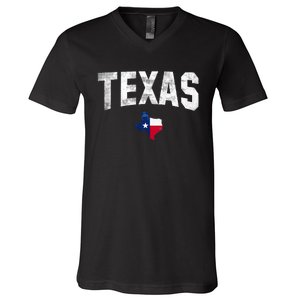 Texas State Usa Distressed Flag Grunge Texas V-Neck T-Shirt