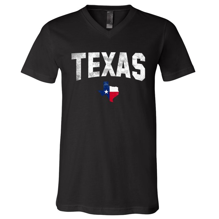 Texas State Usa Distressed Flag Grunge Texas V-Neck T-Shirt