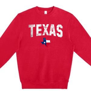 Texas State Usa Distressed Flag Grunge Texas Premium Crewneck Sweatshirt