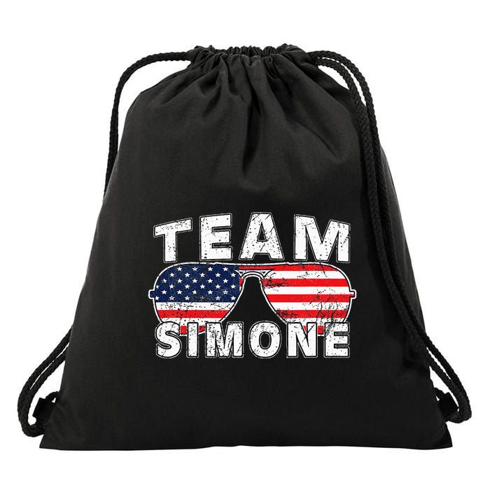 Team Simone Usa Flag Sunglasses Support Vintage Style Drawstring Bag