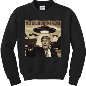 Trump Selfie Ufo Alien Abduction Trump Alien Ufo Abduction Kids Sweatshirt