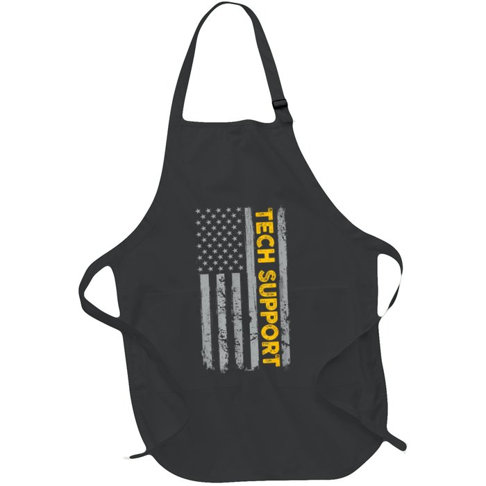 Tech Support Us Flag White House Tech Support D.O.G.E Full-Length Apron With Pockets