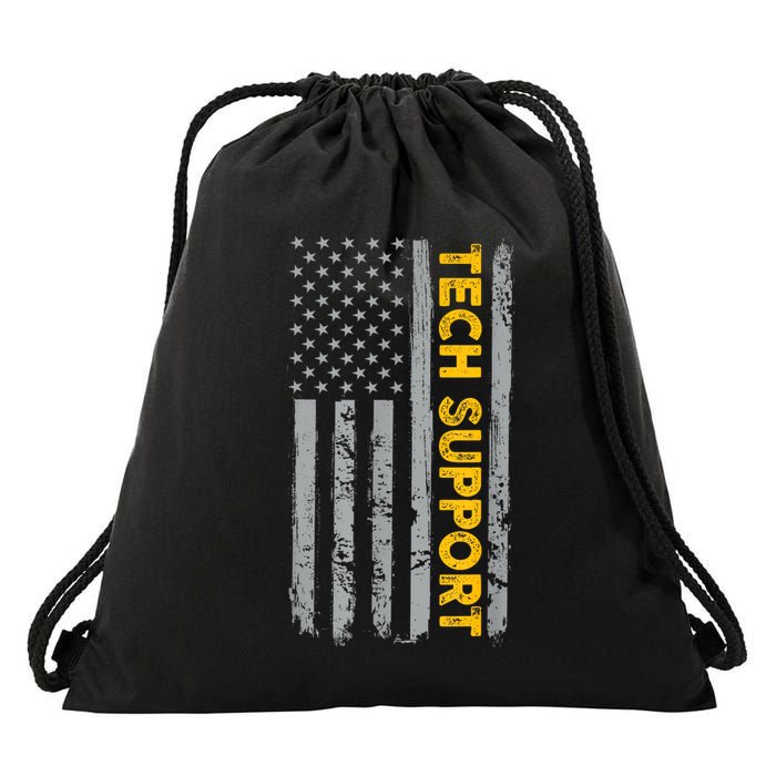 Tech Support Us Flag White House Tech Support D.O.G.E Drawstring Bag