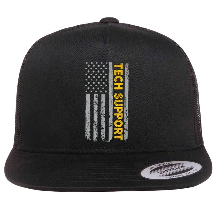 Tech Support Us Flag White House Tech Support D.O.G.E Flat Bill Trucker Hat