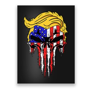 Trump Skull Usa Flag Hair Funny President Gift Poster