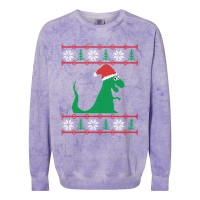 Trex Santa Ugly Christmas Colorblast Crewneck Sweatshirt