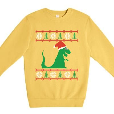 Trex Santa Ugly Christmas Premium Crewneck Sweatshirt