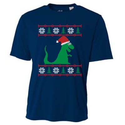 Trex Santa Ugly Christmas Cooling Performance Crew T-Shirt