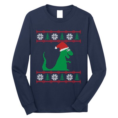 Trex Santa Ugly Christmas Long Sleeve Shirt