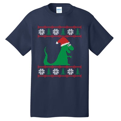 Trex Santa Ugly Christmas Tall T-Shirt