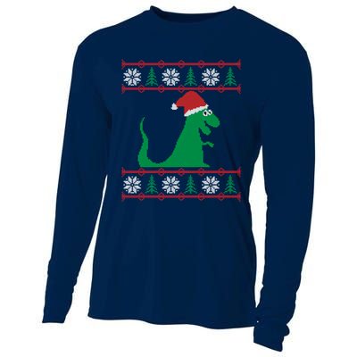 Trex Santa Ugly Christmas Cooling Performance Long Sleeve Crew