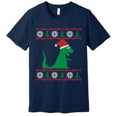 Trex Santa Ugly Christmas Premium T-Shirt