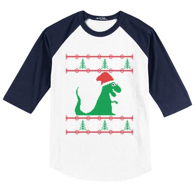 Trex Santa Ugly Christmas Baseball Sleeve Shirt