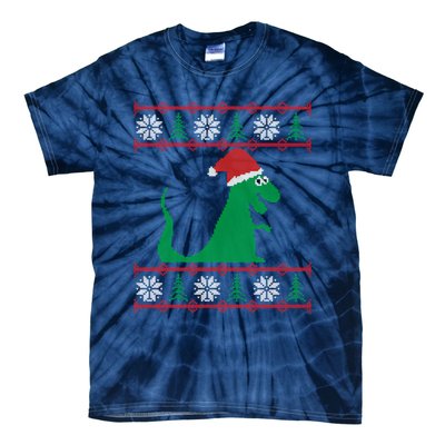 Trex Santa Ugly Christmas Tie-Dye T-Shirt