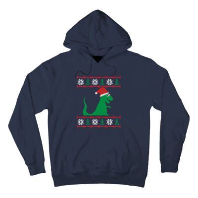 Trex Santa Ugly Christmas Tall Hoodie