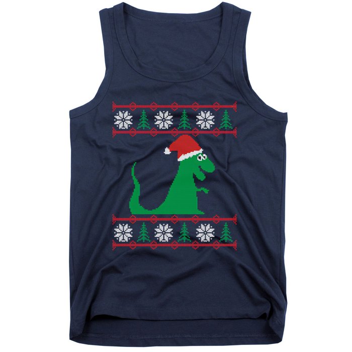 Trex Santa Ugly Christmas Tank Top