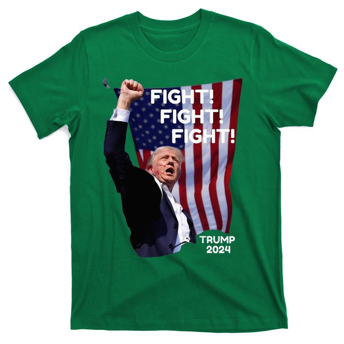 Trump Shot Us Flag Fist Pumped Fight Pray Trump T-Shirt