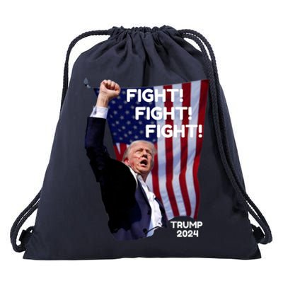 Trump Shot Us Flag Fist Pumped Fight Pray Trump Fight Drawstring Bag