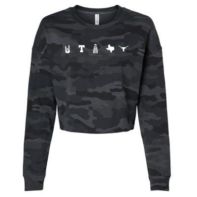 Texas Sneakers Ut Icons Strip Cropped Pullover Crew